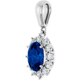 85654 / Pendant / Set / 14K White / Oval / Lab-Grown Blue Sapphire / 8 X ​​6Mm :: 1/3 Ctw / Natural Diamond / I1, GH / Polished / Lab-Grown Blue Sapphire And 1/3 Ctw Natural Diamond Pendant