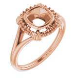 10K Rose 6mm Cushion Ring Mounting