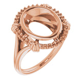10K Rose 11x9 mm Oval Ring Mounting