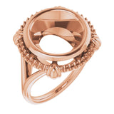 18K Rose 12mm Round Ring Mounting