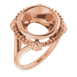 10K Rose 11mm Round Ring Mounting