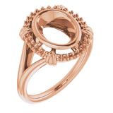 14K Rose 9x7 mm Oval Ring Mounting