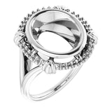 18K White 12x10 mm Oval Ring Mounting