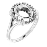 14K X1 White 8x6 mm Oval Ring Mounting