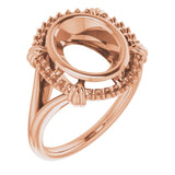 14K Rose 10x8 mm Oval Ring Mounting