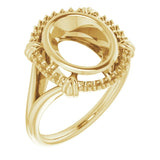 14K Yellow 10x8 mm Oval Ring Mounting