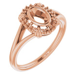 18K Rose 6x4 mm Oval Ring Mounting