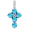 14K White Natural Aquamarine Cross Pendant