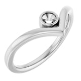 14K White 3 mm Round Bezel Set V Ring Mounting