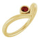 14K Yellow Natural Mozambique Garnet Bezel Set V Ring