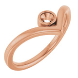 14K Rose 3 mm Round Bezel Set V Ring Mounting