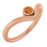14K Rose Natural Citrine Bezel Set V Ring