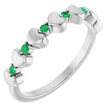 Sterling Silver Natural Emerald Heart Stackable Ring