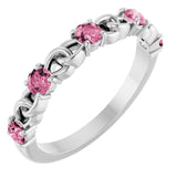 Platinum Natural Pink Tourmaline Stackable Ring