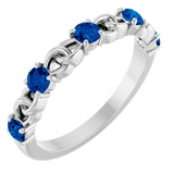 Platinum Natural Blue Sapphire Stackable Ring