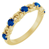 14K Yellow Lab-Grown Blue Sapphire Stackable Ring
