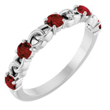 14K White Natural Mozambique Garnet Stackable Ring