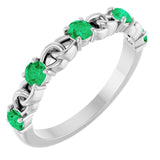 Platinum Natural Emerald Stackable Ring