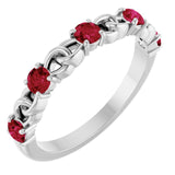 14K White Natural Ruby Stackable Ring
