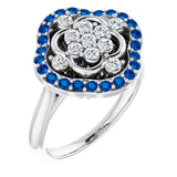 Sterling Silver Natural Blue Sapphire &amp; 1/3 CTW Natural Diamond Ring