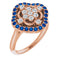 14K Rose Natural Blue Sapphire & 1/3 CTW Natural Diamond Ring