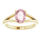 72019 / Solitaire / Ring / Set / 14K Yellow / Natural Pink Morganite / Oval / 8 X ​​6 Mm / Polished / Natural Pink Morganite Ring