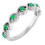 Platinum Natural Emerald Stackable Ring