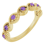 14K Yellow Natural Amethyst Stackable Ring