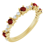 14K Yellow Natural Mozambique Garnet &amp; 1/6 CTW Natural Diamond Ring