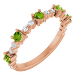 14K Rose Natural Peridot &amp; 1/6 CTW Natural Diamond Ring