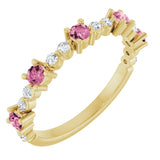 14K Yellow Natural Pink Tourmaline &amp; 1/6 CTW Natural Diamond Ring