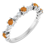 Platinum Natural Citrine &amp; 1/6 CTW Natural Diamond Ring