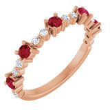 14K Rose Lab-Grown Ruby &amp; 1/6 CTW Natural Diamond Ring