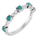 14K White Lab-Grown Alexandrite &amp; 1/6 CTW Natural Diamond Ring
