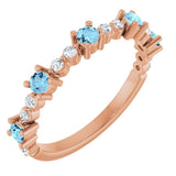 14K Rose Natural Aquamarine &amp; 1/6 CTW Natural Diamond Ring