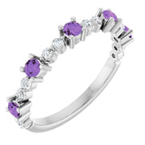 14K White Natural Amethyst &amp; 1/6 CTW Natural Diamond Ring