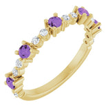 14K Yellow Natural Amethyst &amp; 1/6 CTW Natural Diamond Ring