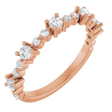 14K Rose Natural White Sapphire &amp; 1/6 CTW Natural Diamond Ring