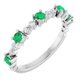 14K White Lab-Grown Emerald &amp; 1/6 CTW Natural Diamond Ring