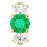 14K Yellow Lab-Grown Emerald &amp; 1/6 CTW Natural Diamond Pendant