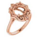 14K Rose 9mm Round Ring Mounting