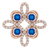 14K Rose Natural Blue Sapphire &amp; 1/6 CTW Natural Diamond Clover Pendant
