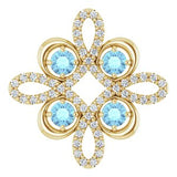 14K Yellow Natural Aquamarine &amp; 1/6 CTW Natural Diamond Clover Pendant