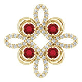 14K Yellow Natural Mozambique Garnet &amp; 1/6 CTW Natural Diamond Clover Pendant