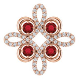 14K Rose Natural Mozambique Garnet &amp; 1/6 CTW Natural Diamond Clover Pendant