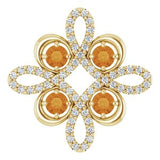 14K Yellow Natural Citrine &amp; 1/6 CTW Natural Diamond Clover Pendant