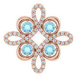14K Rose Natural Aquamarine &amp; 1/6 CTW Natural Diamond Clover Pendant
