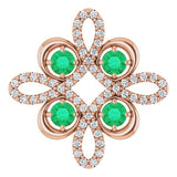 14K Rose Lab-Grown Emerald &amp; 1/6 CTW Diamond Clover Pendant