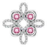 Platinum Natural Pink Tourmaline &amp; 1/6 CTW Natural Diamond Clover Pendant
