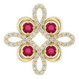 14K Yellow Lab-Grown Ruby &amp; 1/6 CTW Diamond Clover Pendant